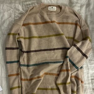 Tan striped zigzag sweater. Brand New!